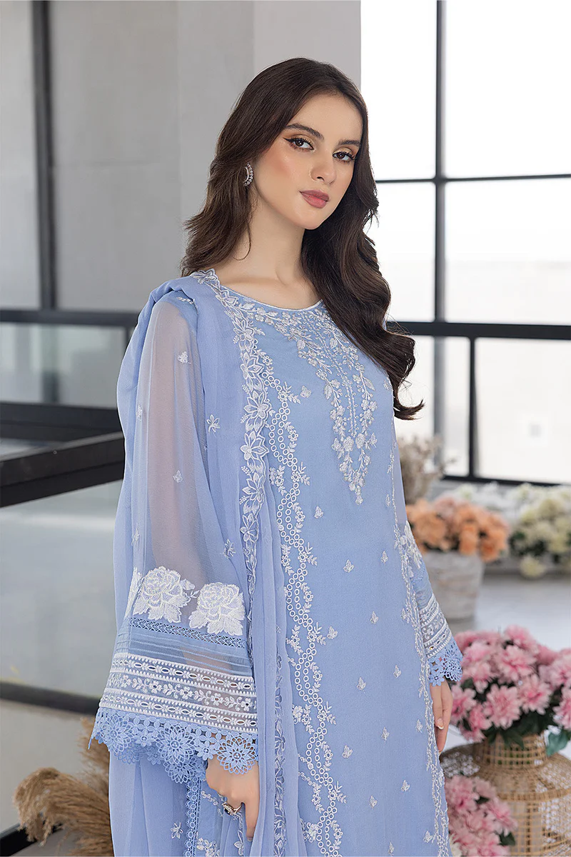 3PC SOFT ORGANZA EMBROIDERED SHIRT FA-210