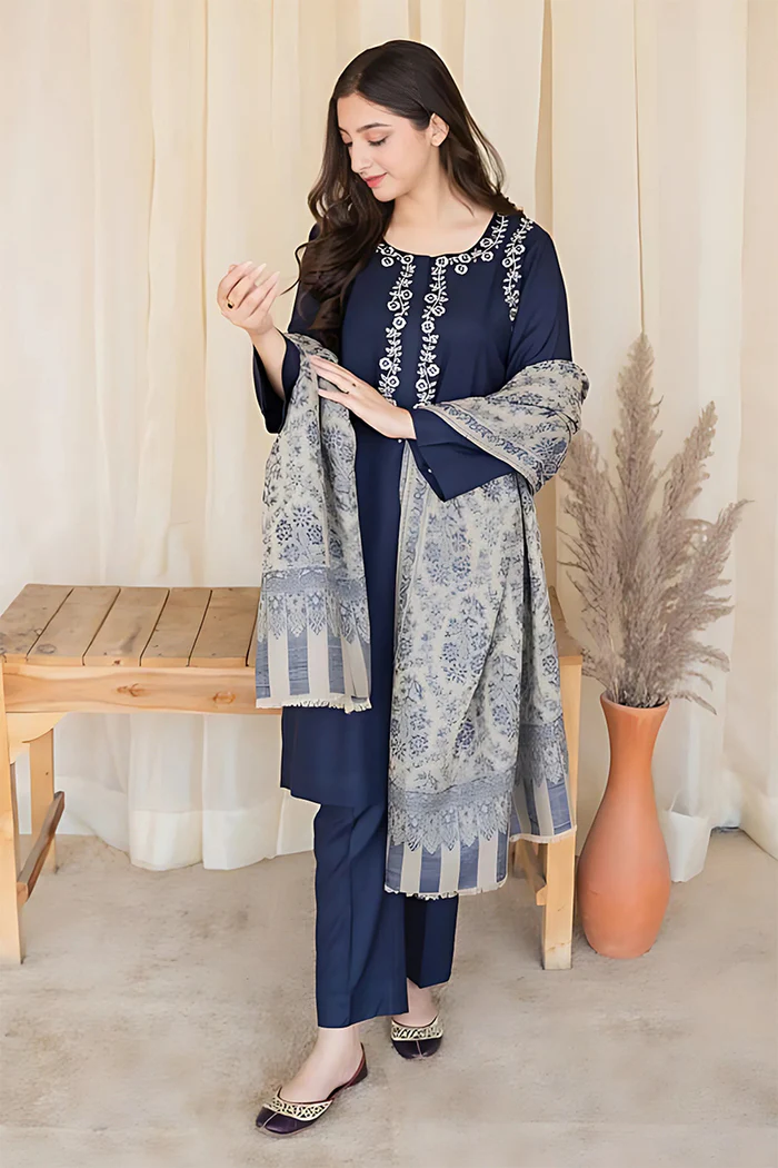 JAZMIN- 3PC DHANAK EMBROIDERED FA-101