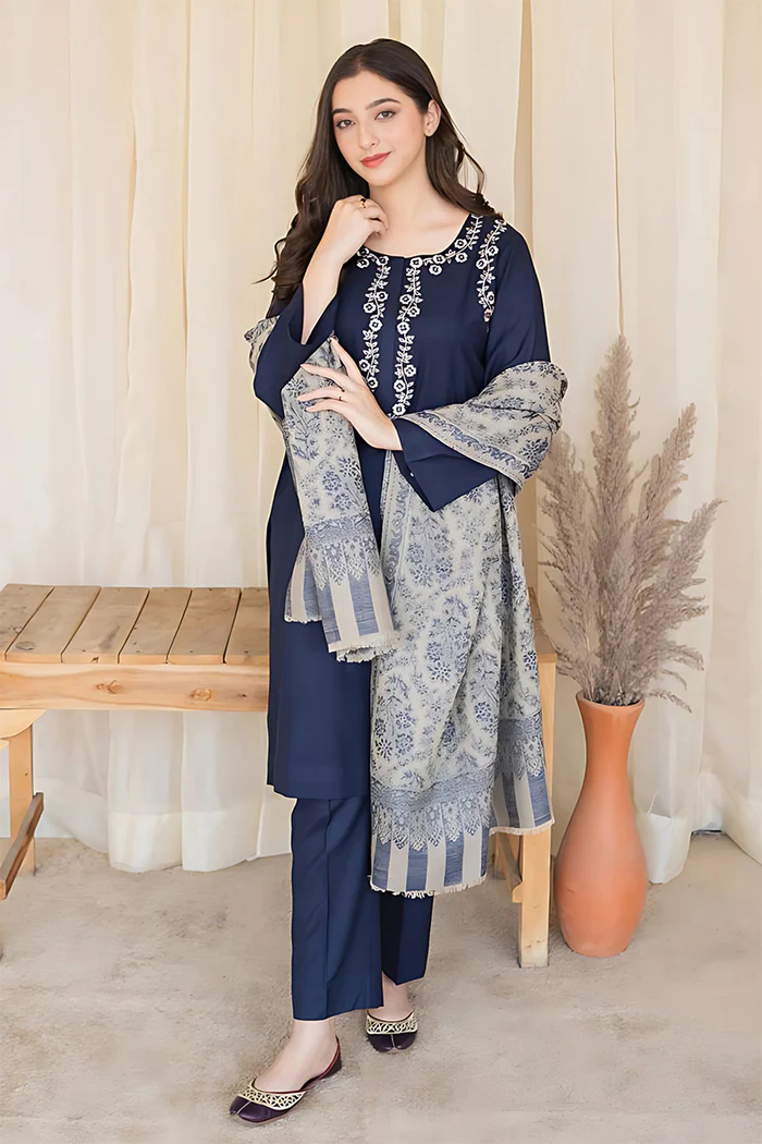 JAZMIN- 3PC DHANAK EMBROIDERED FA-93