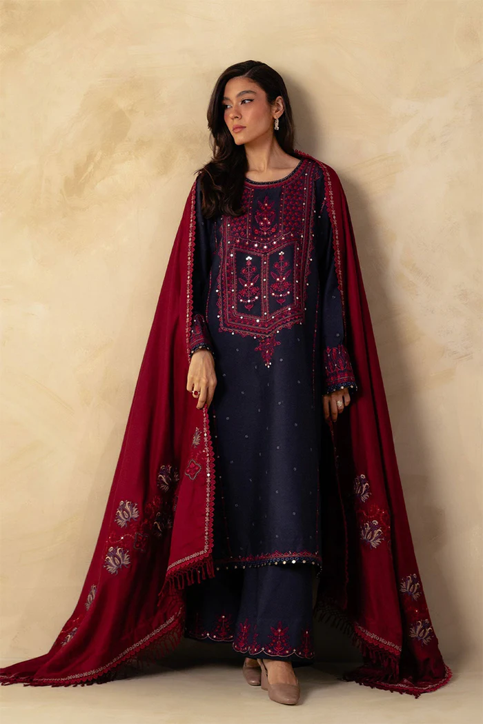 ZARA SHAH JAHAN - 3PC DHANAK EMBROIDERED FA-80B