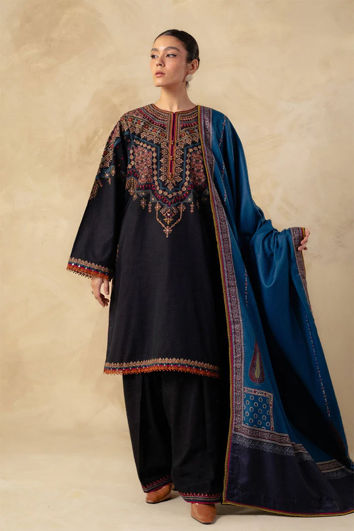 ZARA SHAH JAHAN - 3PC DHANAK EMBROIDERED FA-143