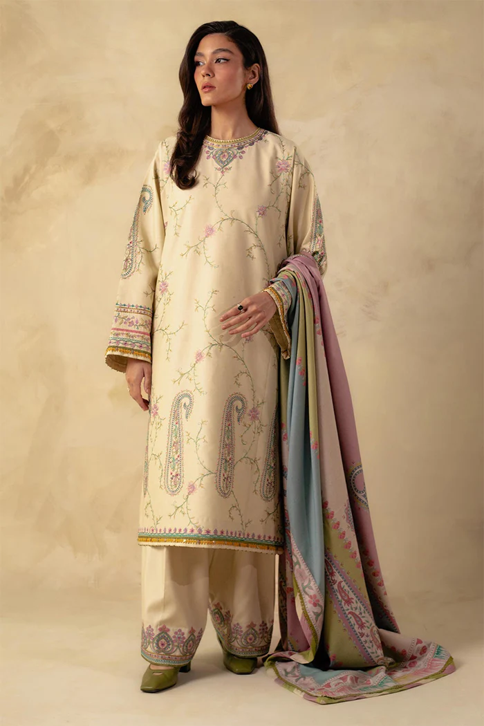 ZARA SHAH JAHAN - 3PC DHANAK EMBROIDERED FA-2001