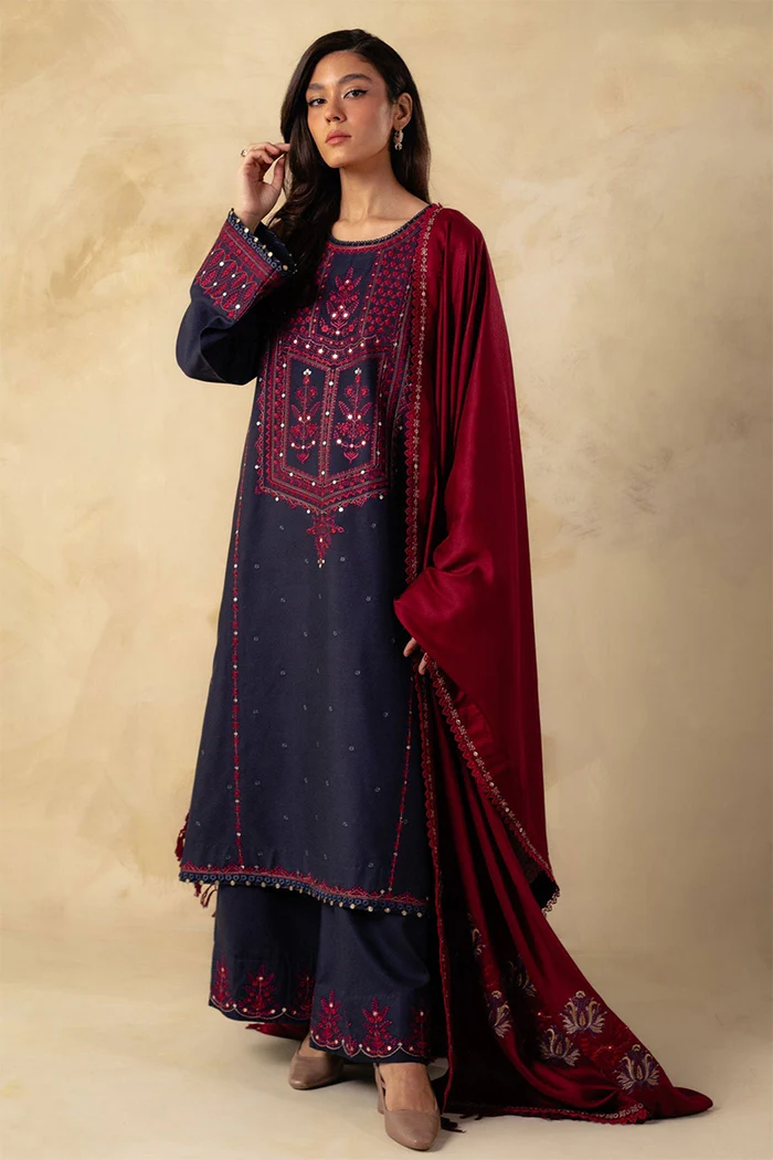 ZARA SHAH JAHAN - 3PC DHANAK EMBROIDERED FA-80B