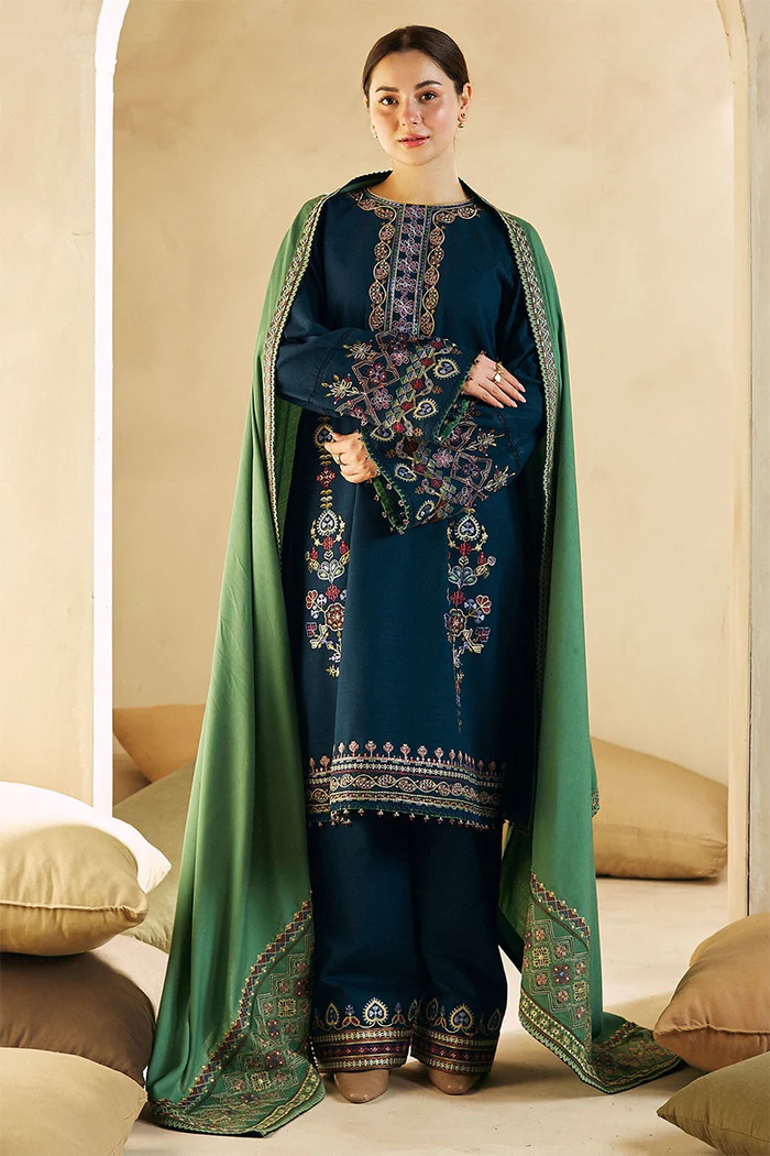 ZARA SHAHJAHAN - 3PC DHANAK EMBROIDERED FA-77