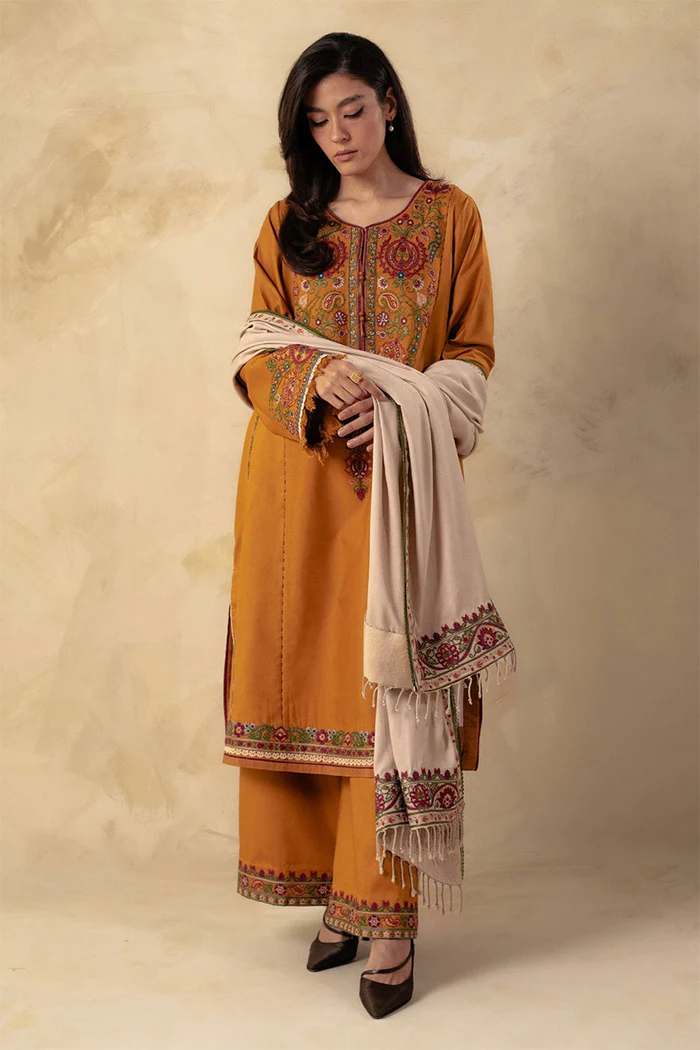 ZARA SHAHJAHAN - 3PC DHANAK EMBROIDERED FA-78M